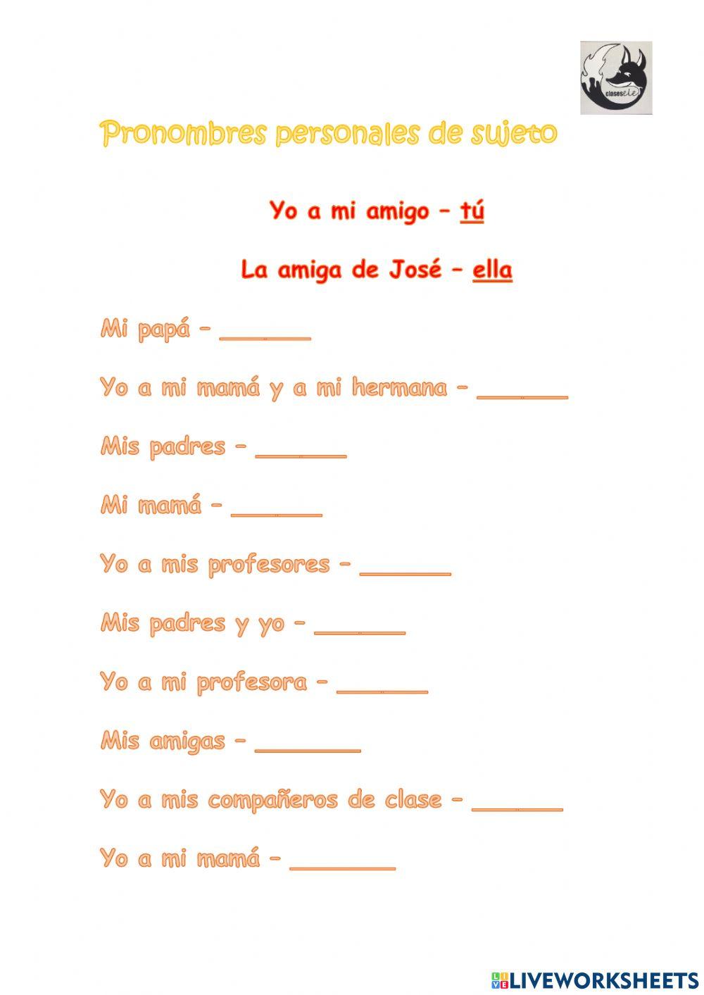 Pronombres personales de sujeto