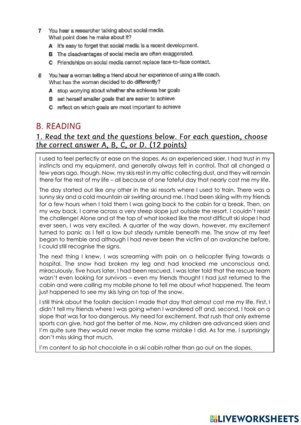 Final Exam - Pre-first