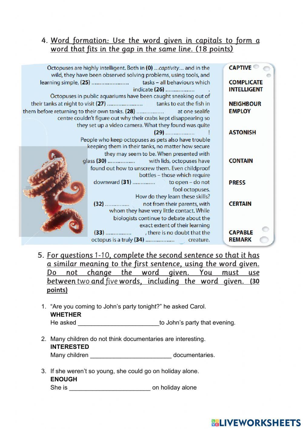 Final Exam - Pre-first