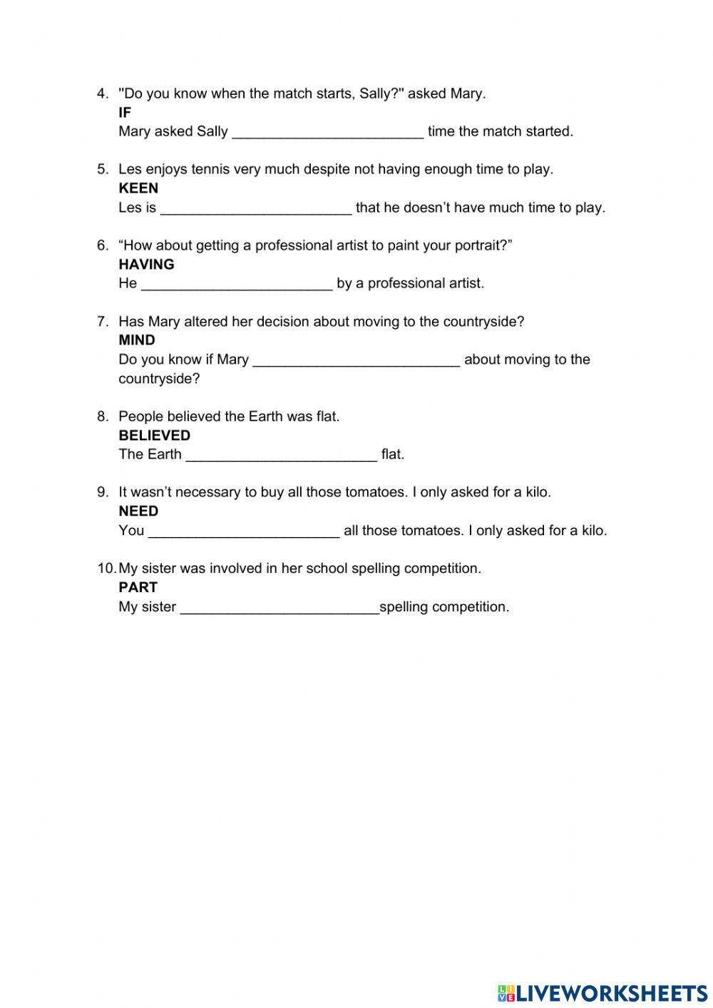 Final Exam - Pre-first