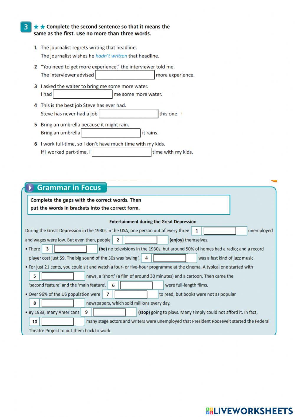 Grammar Revision-On Screen B1