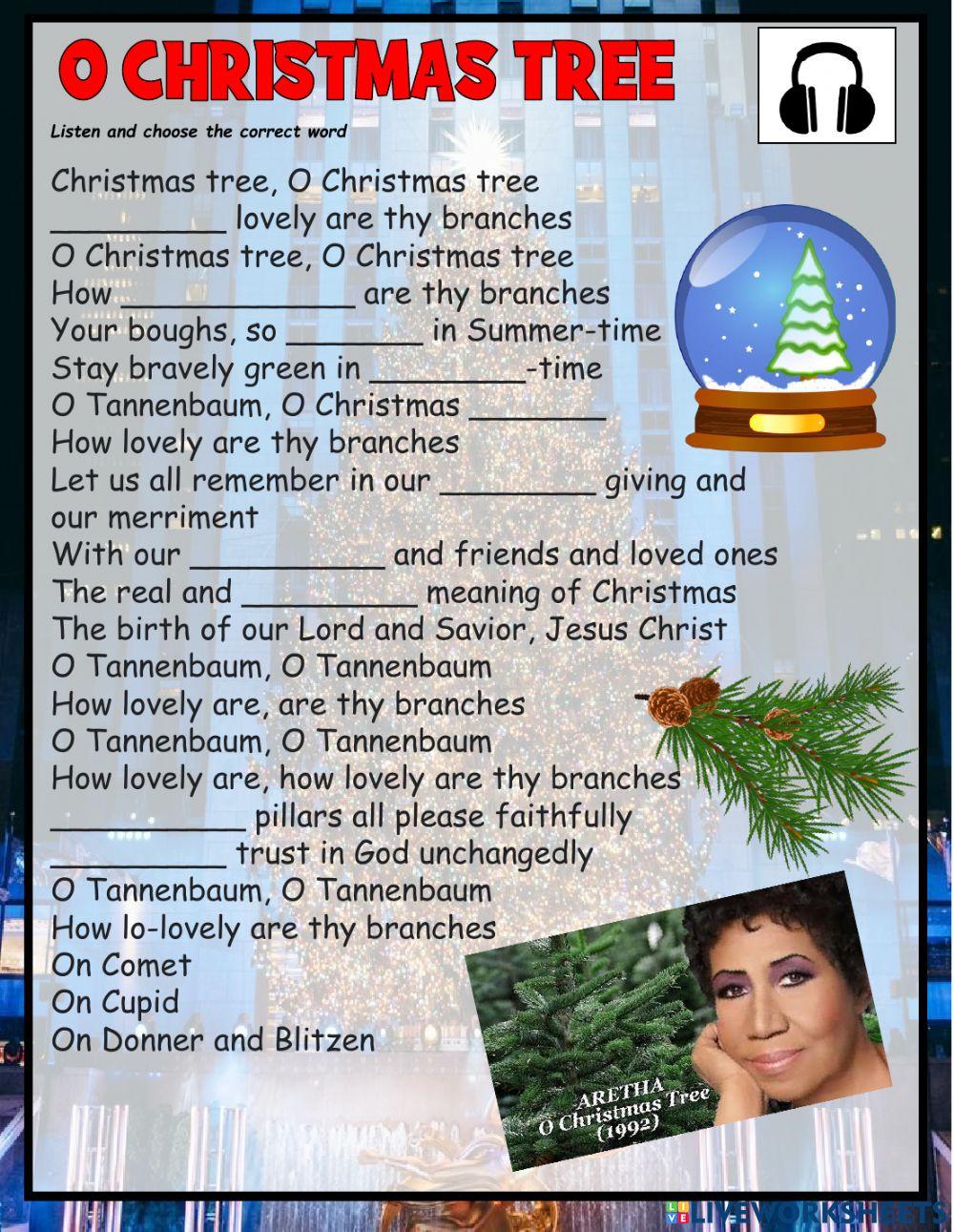 Oh Christmas Tree Aretha Franklin Song Activity