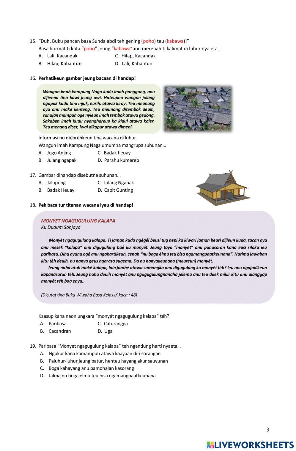 Latihan pas bahasa sunda 9