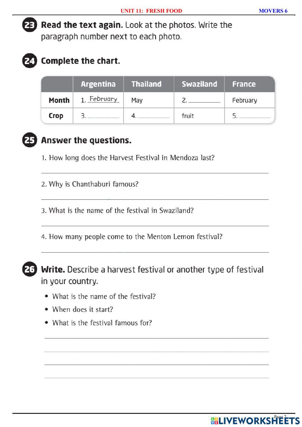 Movers 6 - U11 - Reading & Writing
