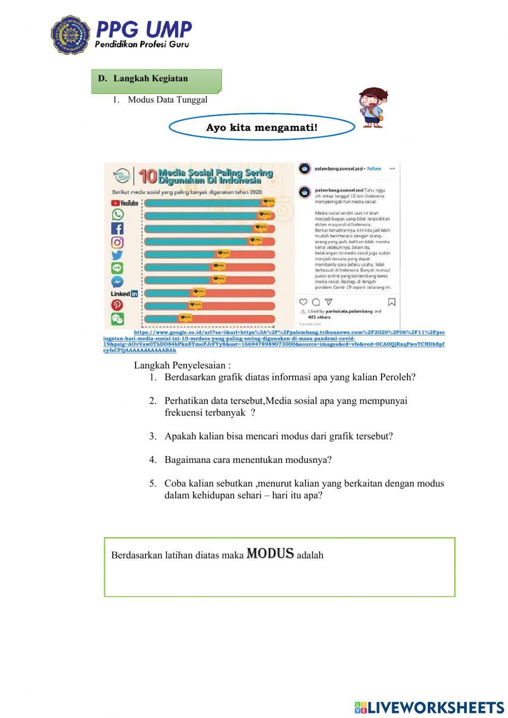 LKPD Modus activity | Live Worksheets