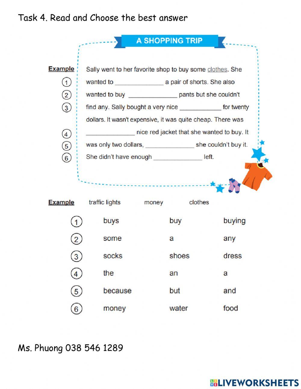 Smart start 5 - theme 3 - a shopping trip - TEST