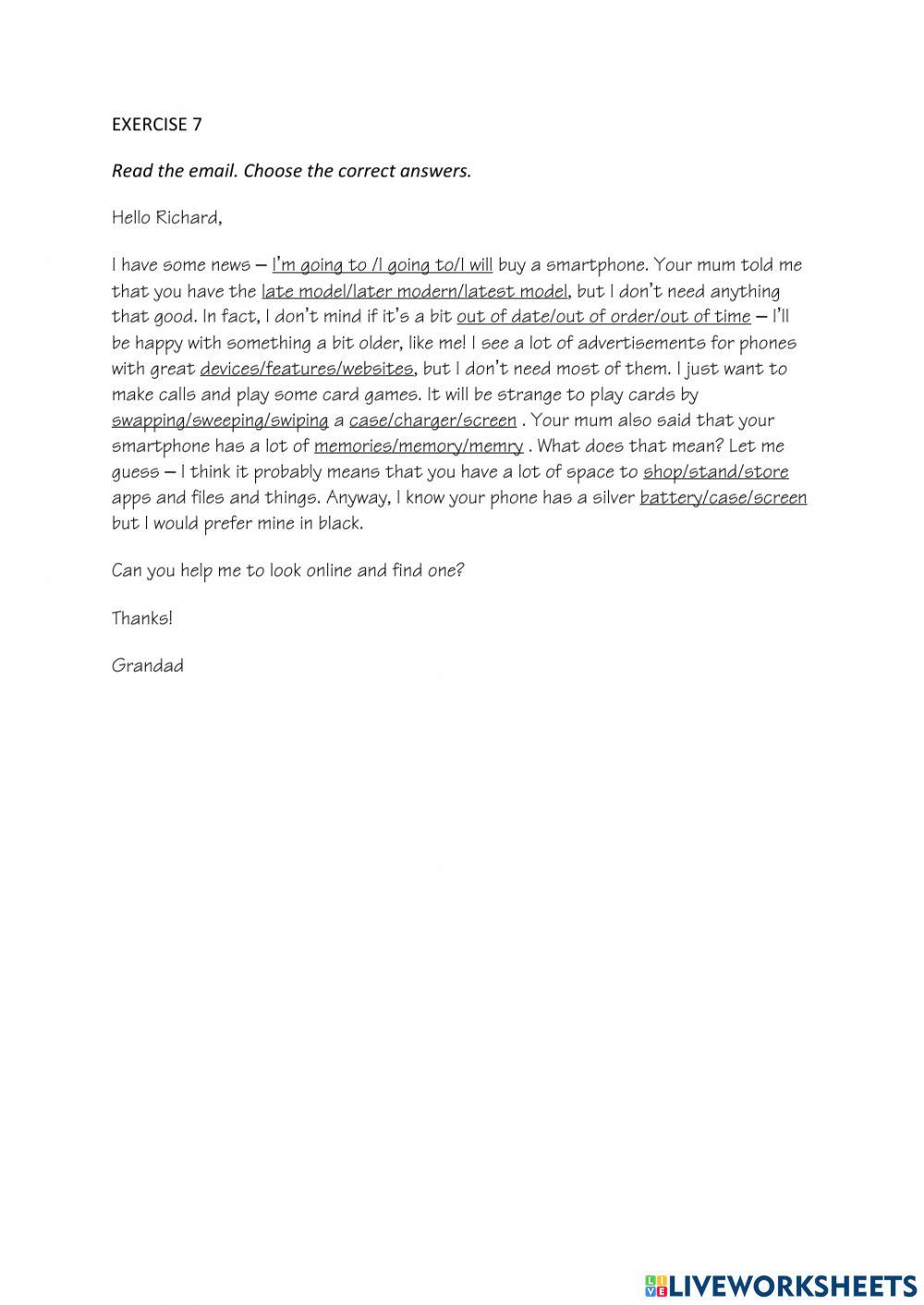 IE0, Unit 10, Grammar and Vocabulary, Exercise 7