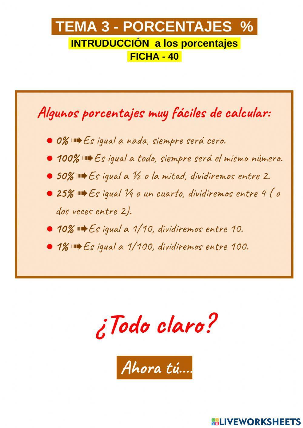 Porcentajes sencillos