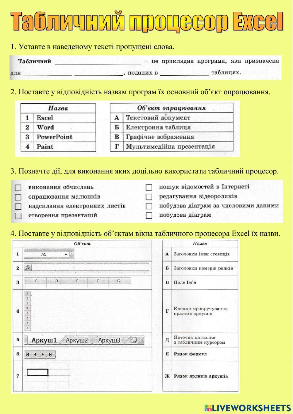 Редагування електронних таблиць