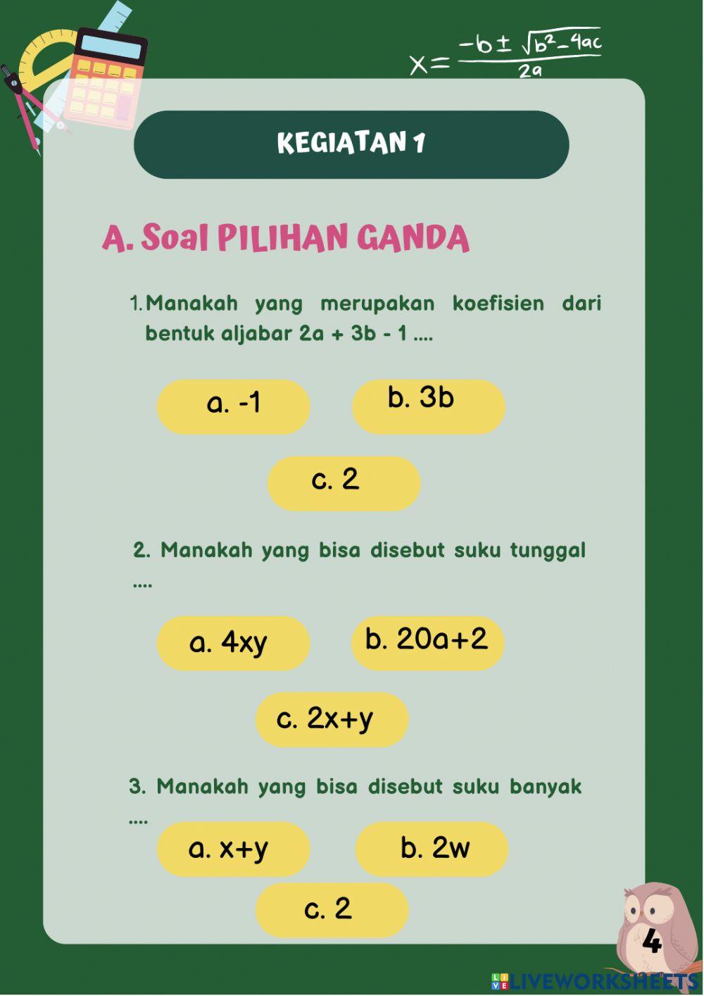 Menyederhanakan Bentuk Aljabar