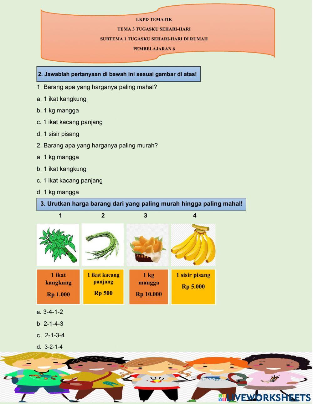 LKPD Kelas 2 Tema 3 Subtema 1 Pembelajaran 6