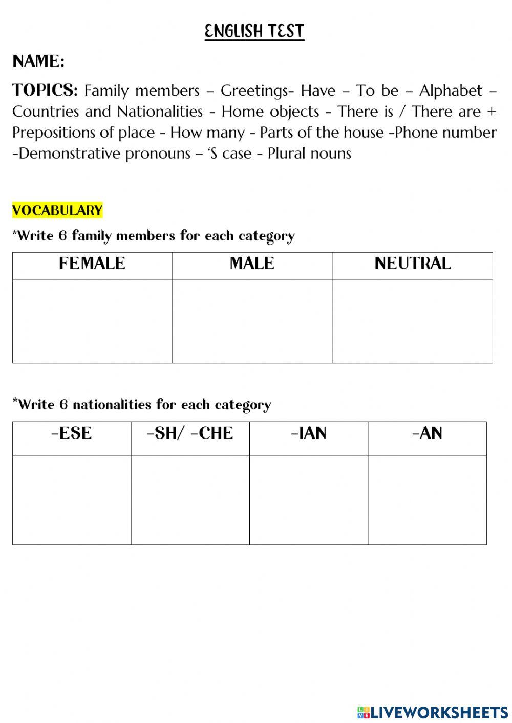 END OF YEAR TEST  (Agu - Facu) 