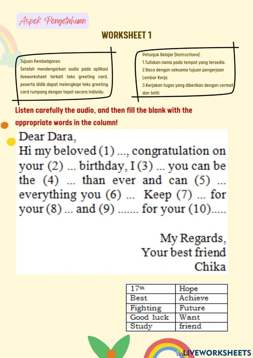 Worksheet 1 (Melengkapi)