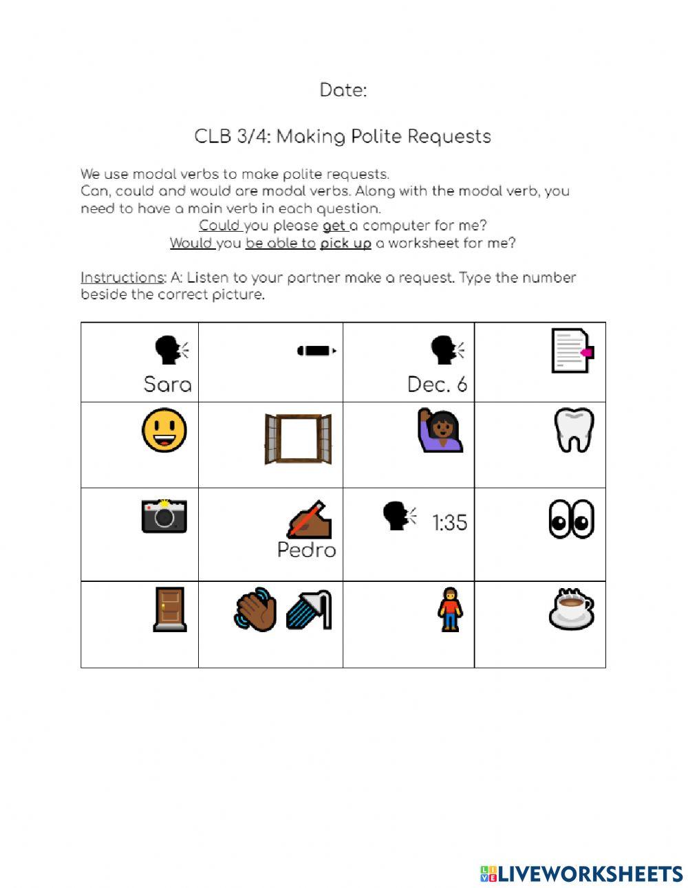 CLB 3 - Speaking Making Requests A