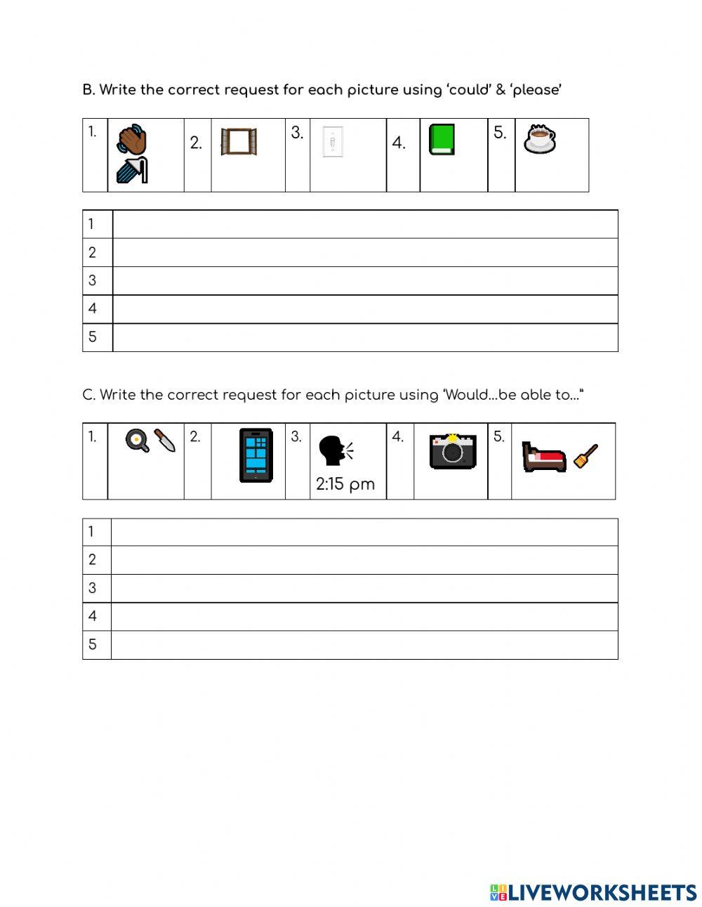 CLB 3 - Speaking Making Requests B worksheet | Live Worksheets
