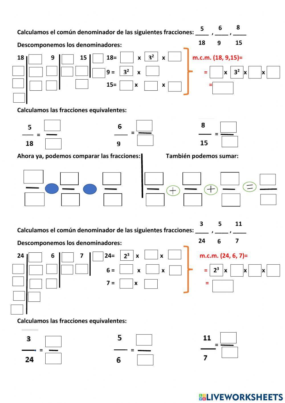 Reducir a común denominador