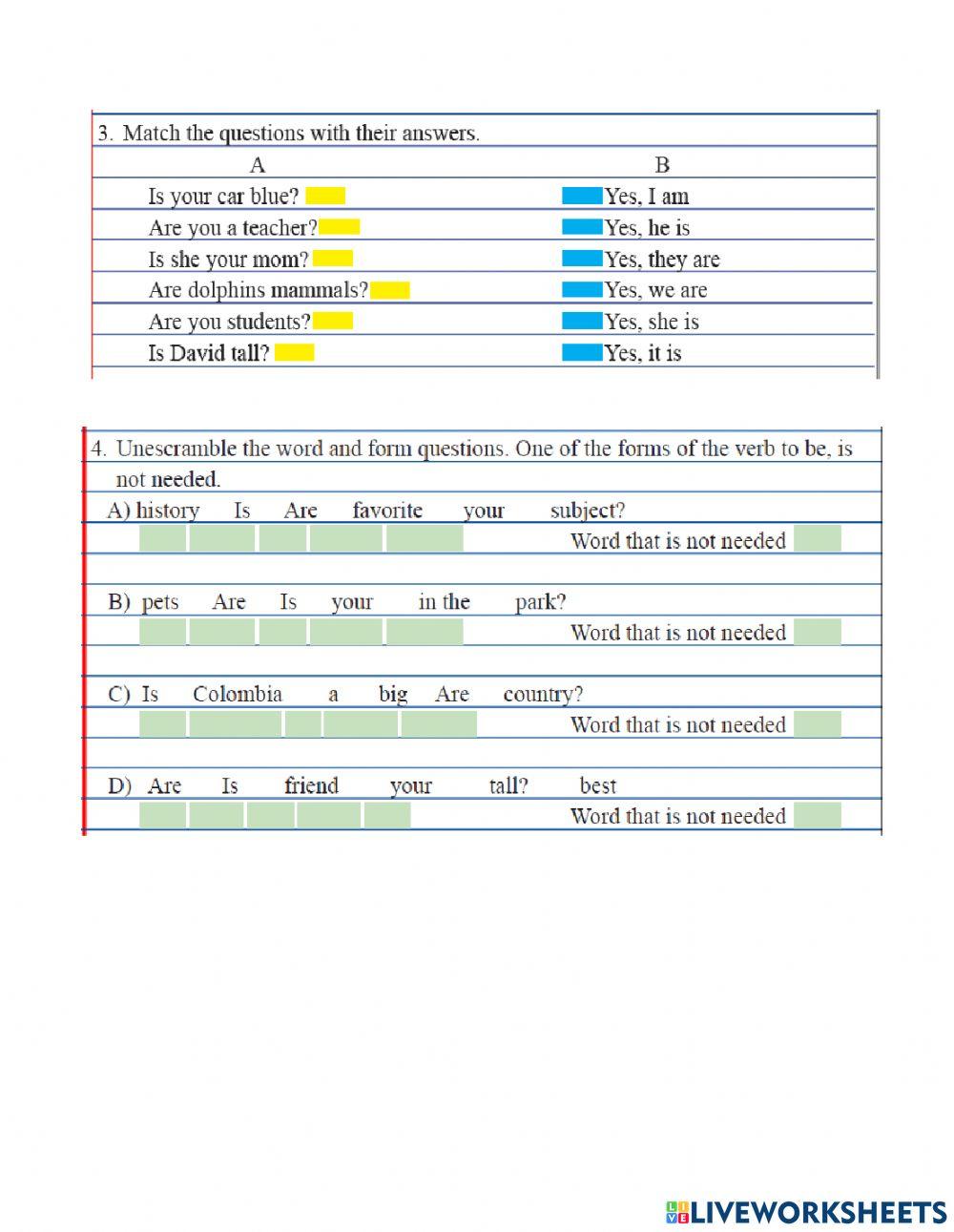 VERB TO BE INTERROGATIVE FORM