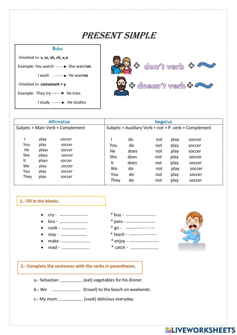 PRESENT SIMPLE ACTIVITY OF WRITING online exercise for | Live Worksheets