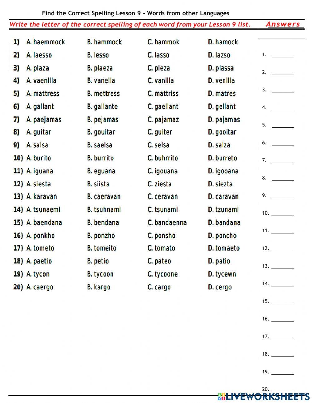 Lesson 9 - Find the Correct Spelling