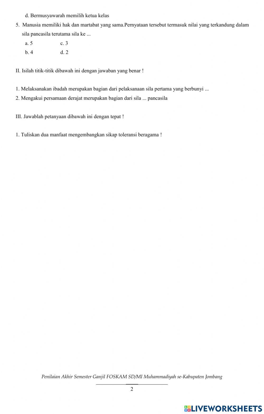 PAS Tema 1 muatan pelajaran PKn