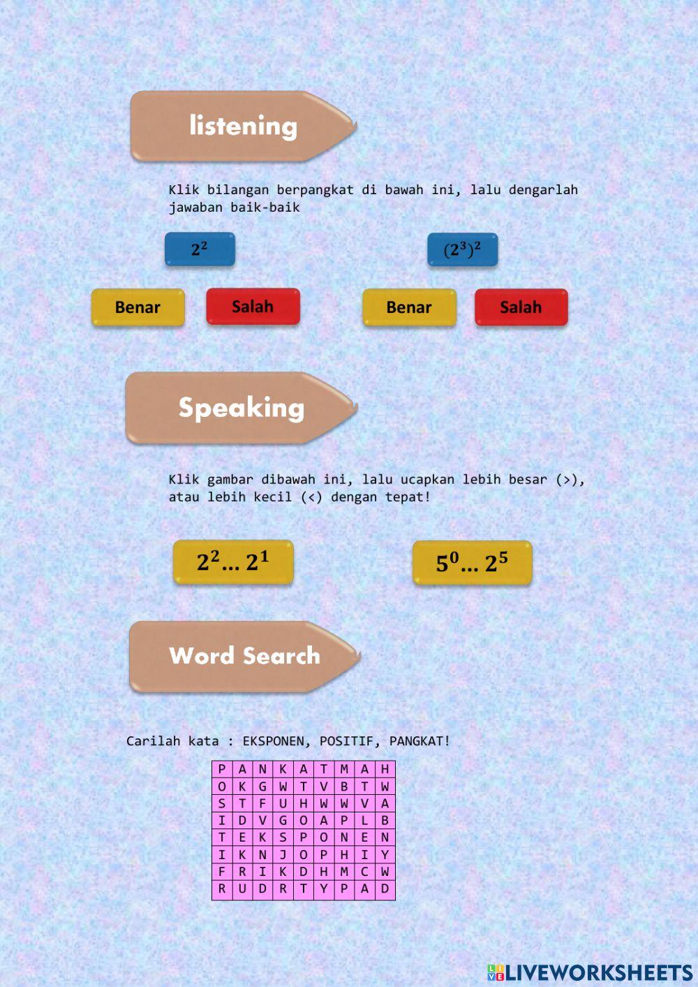 LKPD Eksponen dan sifat-sifatnya