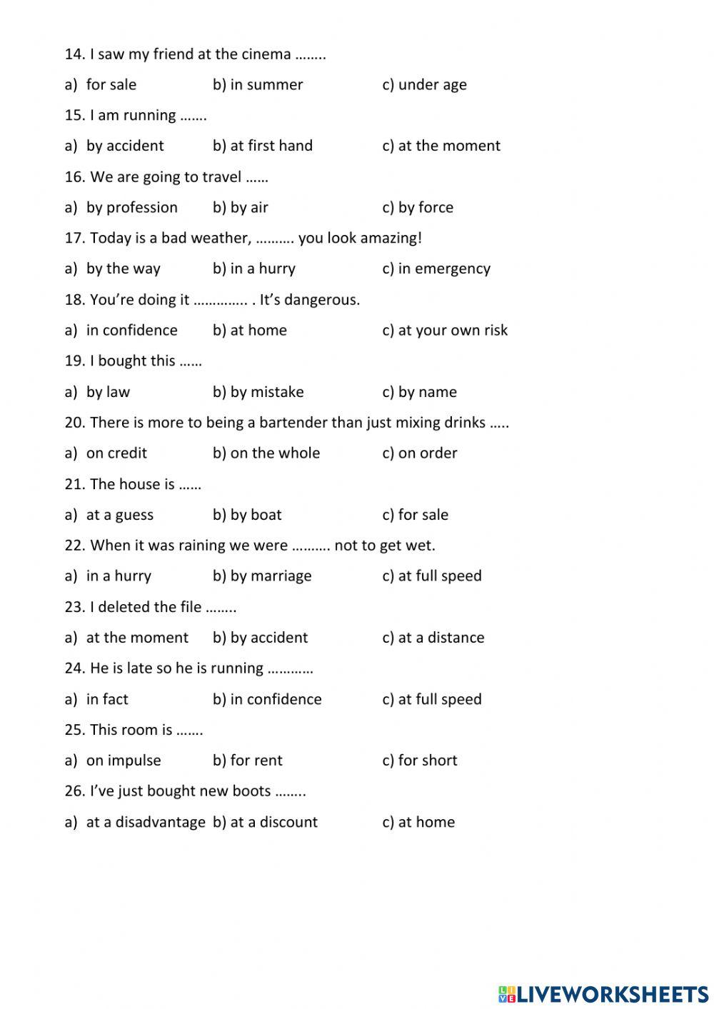 Prepositional phrases