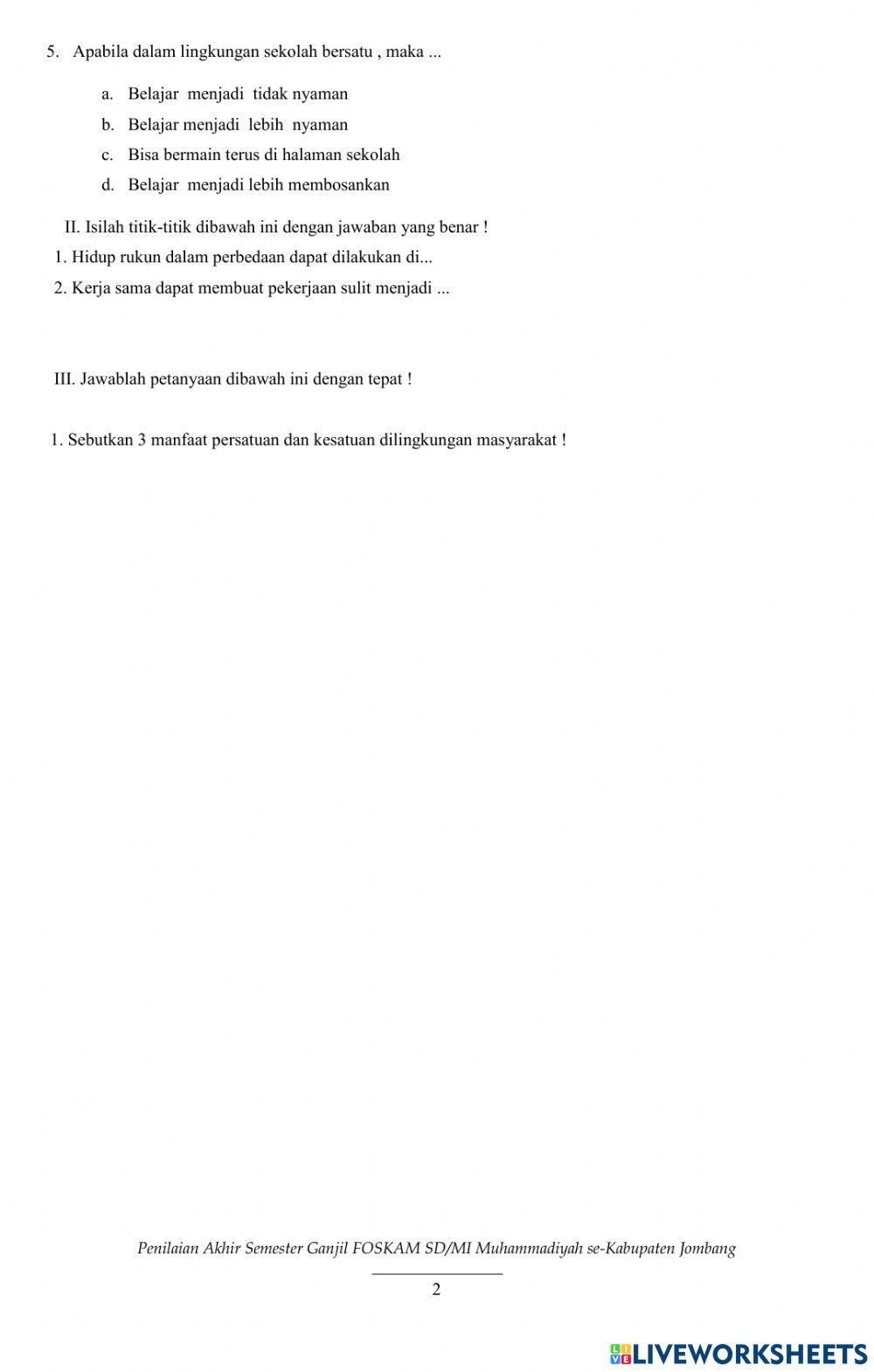 PAS Tema 2 muatan pelajaran PKn