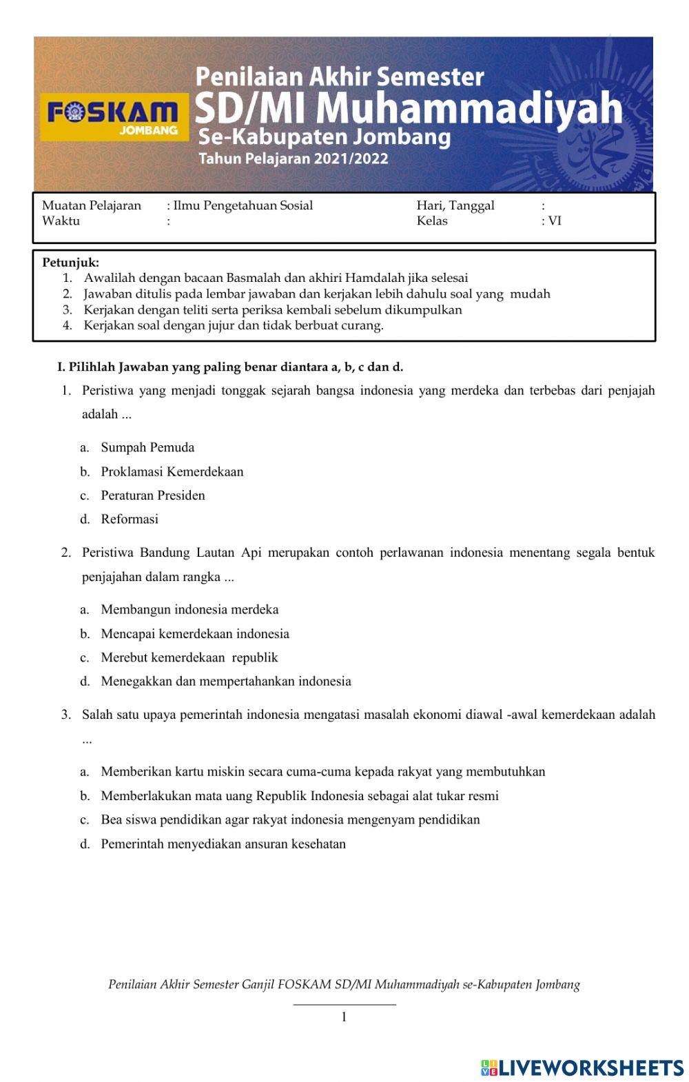 PAS Tema 2 muatan pelajaran IPS
