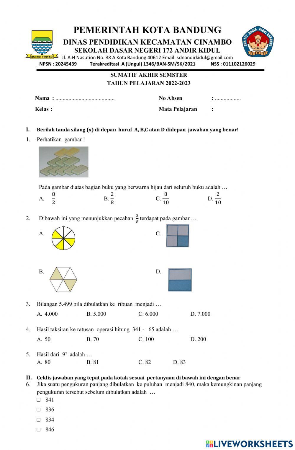 SAS Matematika kelas 4