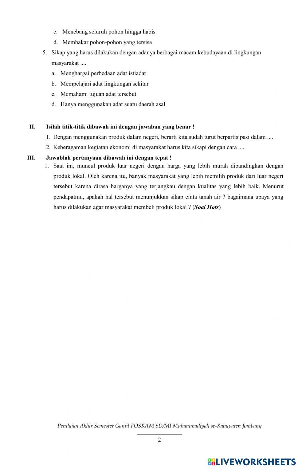 PAS Tema 4 muatan pelajaran PKn