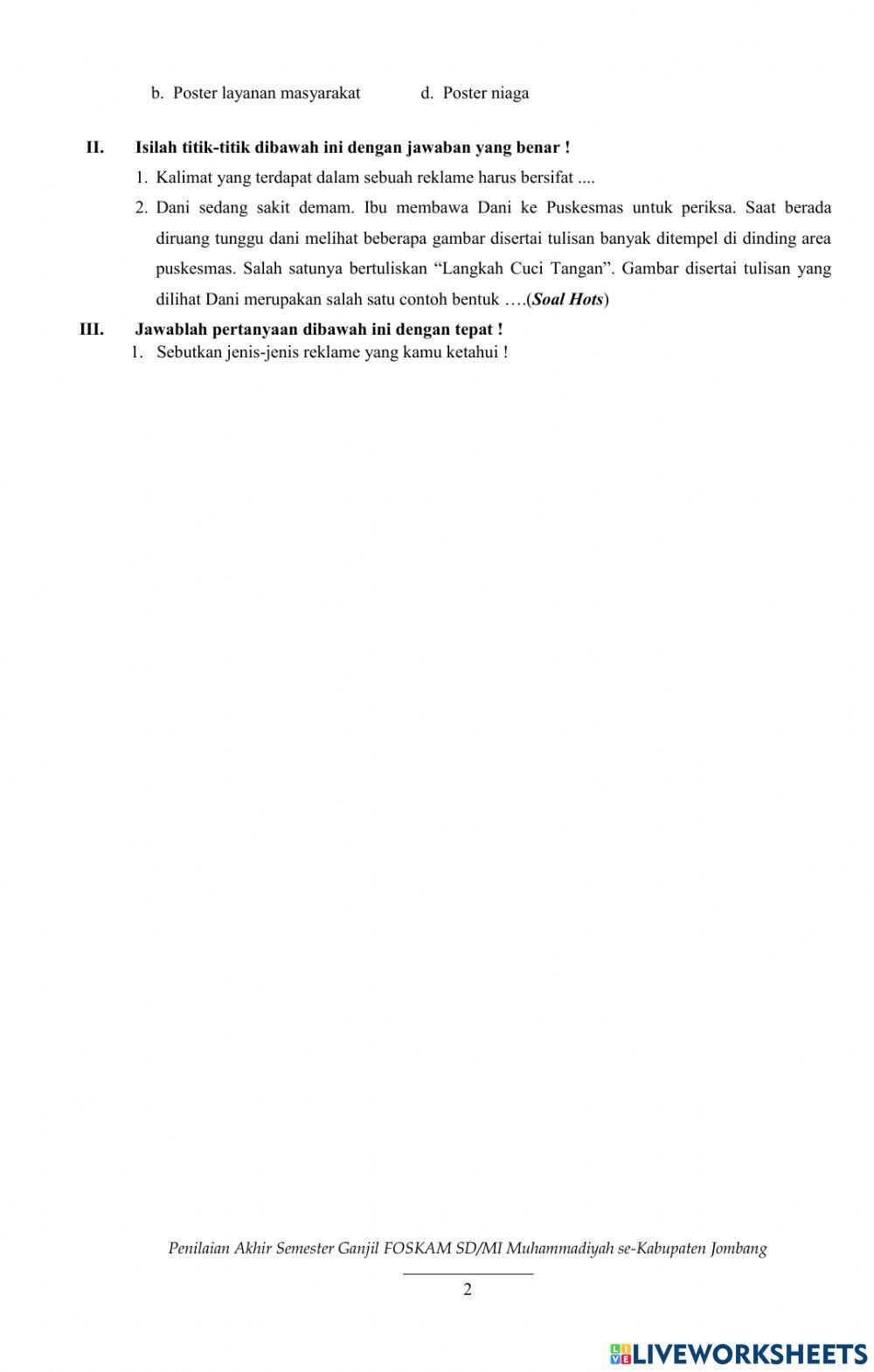 PAS Tema 4 muatan pelajaran SBDP