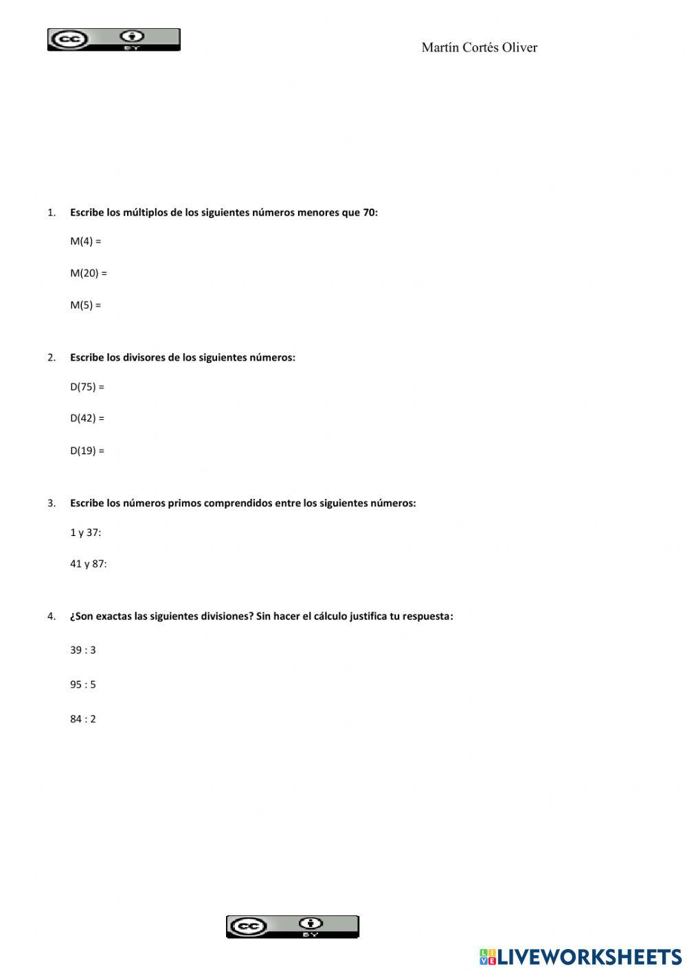 Múltiplos y divisores