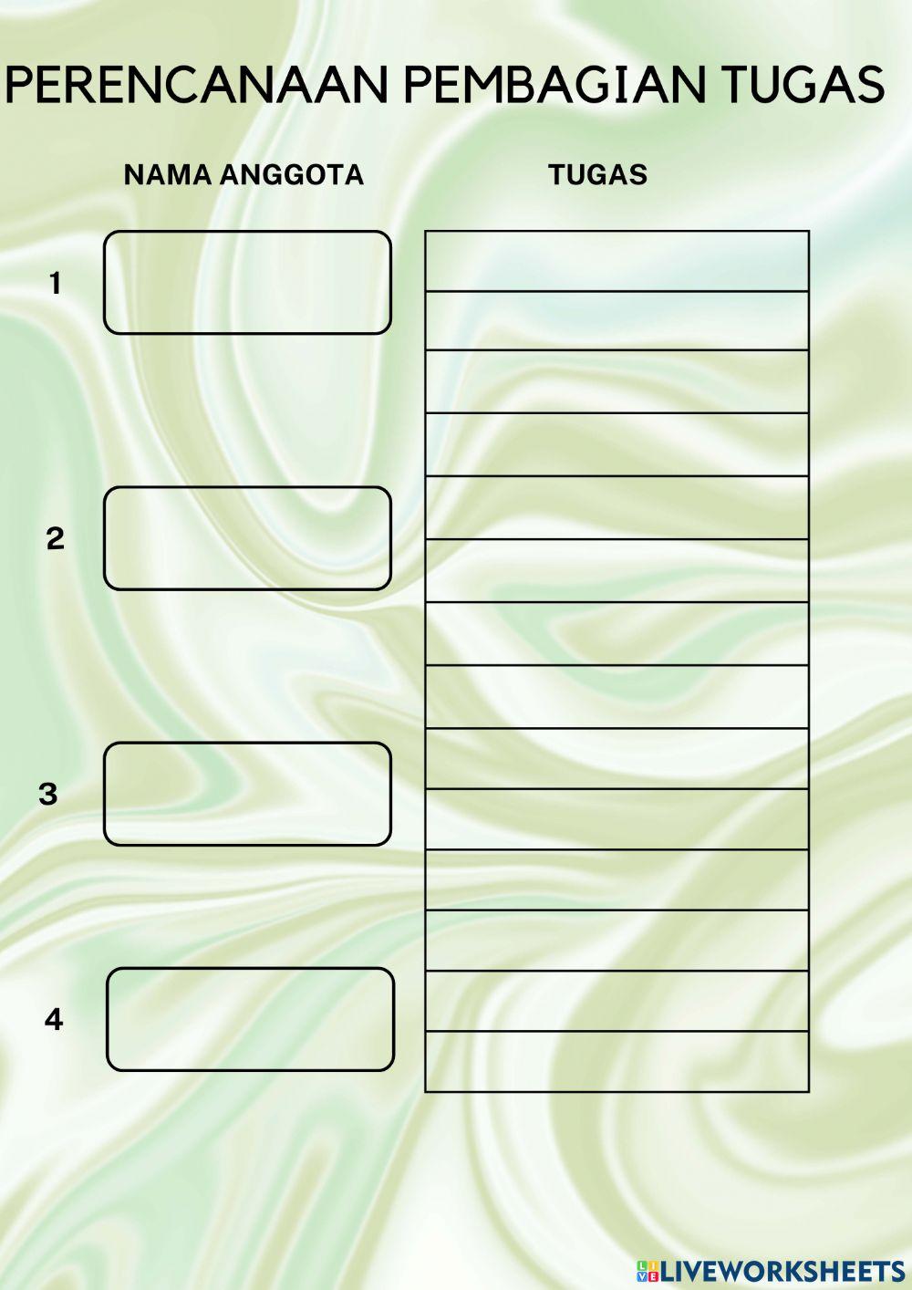 Pembagian tugas anggota kelompok