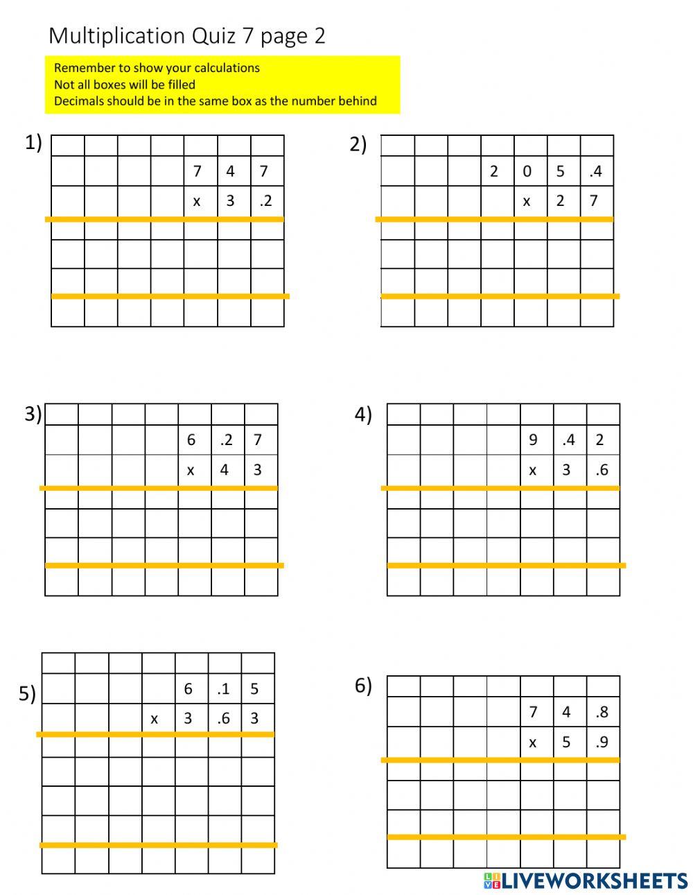 Multiplication Quiz 7