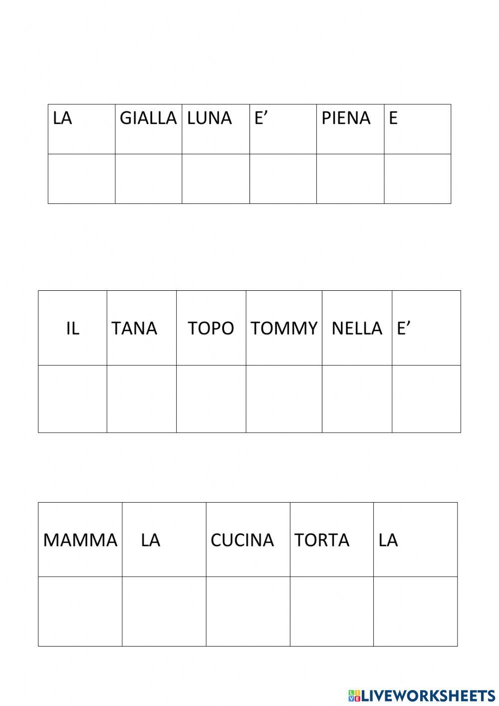 Ascolta e componi le frasi