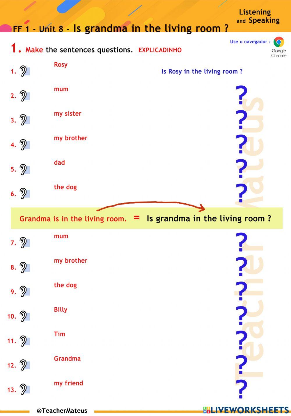 FF 1 - Unit 08 - Is Grandma in the living room ? - Speaking