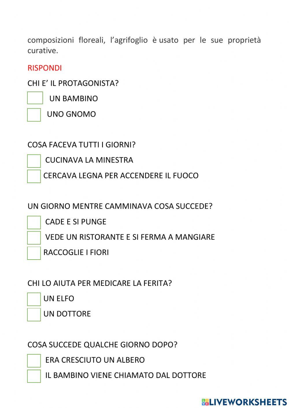 Ascolta e rispondi alle domande