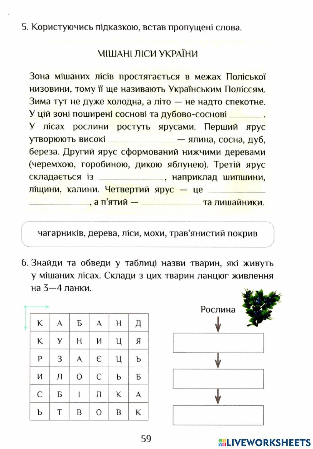 ЯДС Робочий зошит с.58-59 Природні  зони України