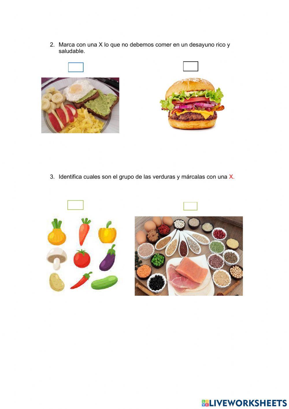 Cuetionario, alimentos saludables.