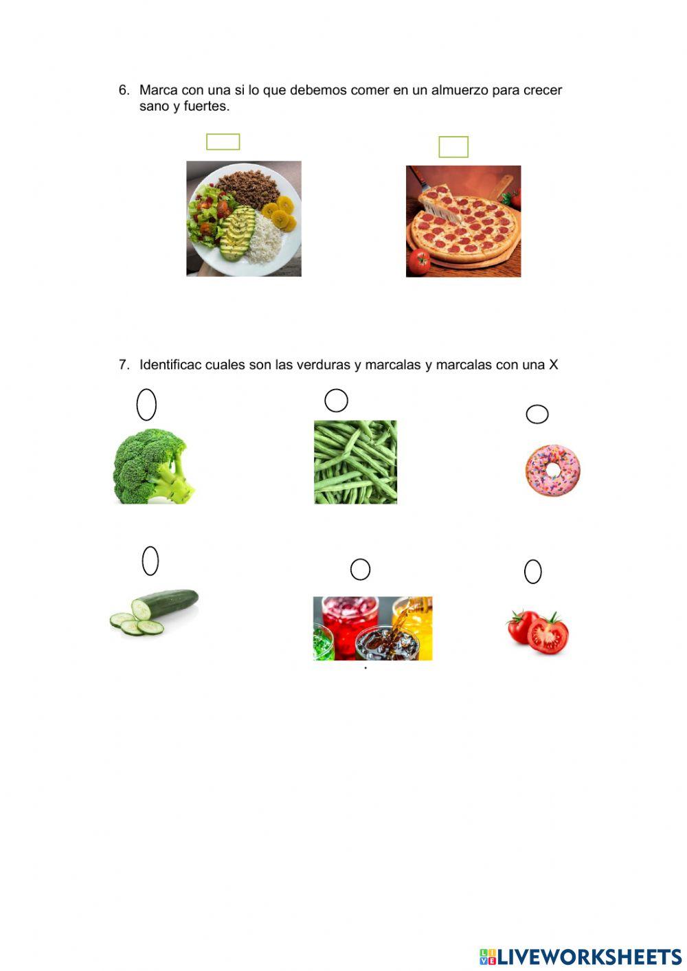 Cuetionario, alimentos saludables.