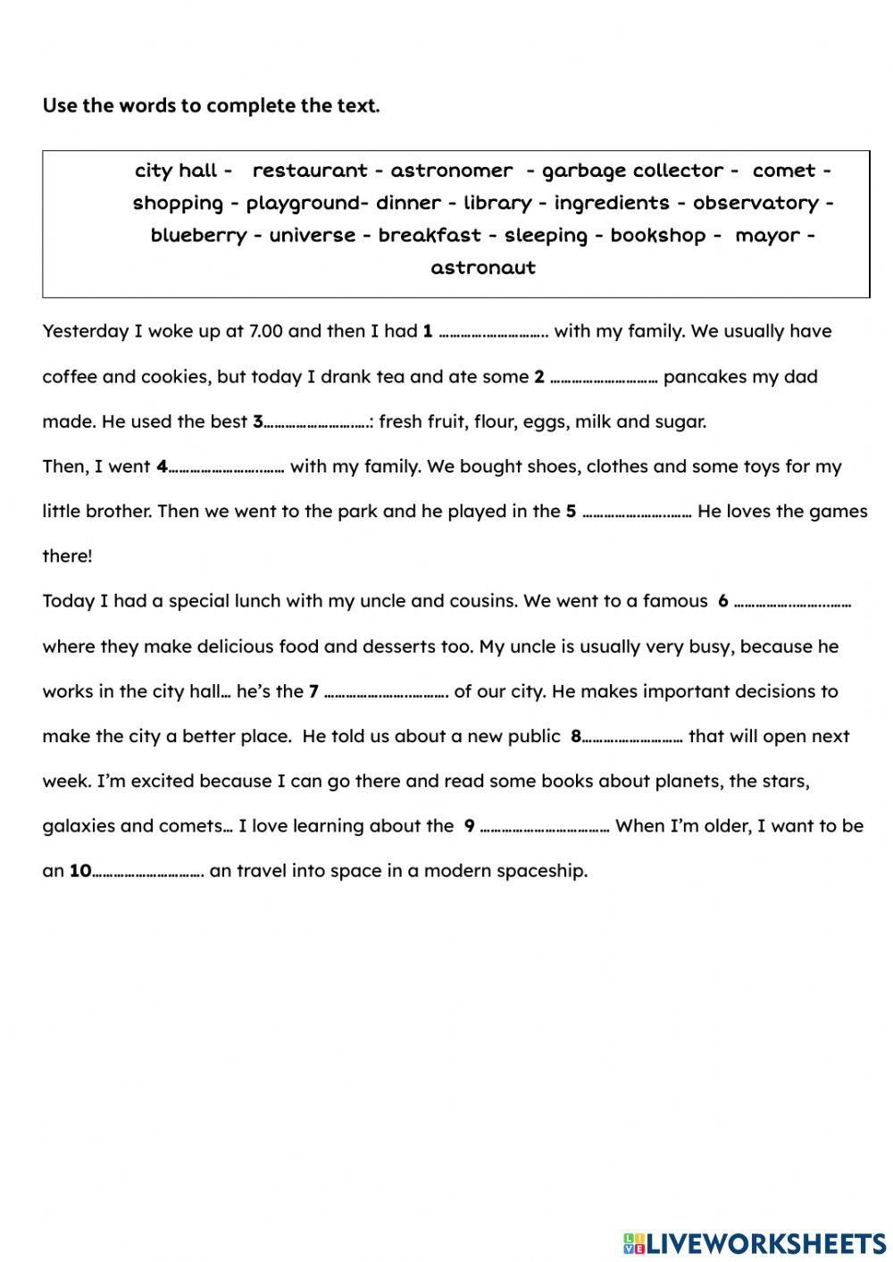 Vocabulary: Complete the text