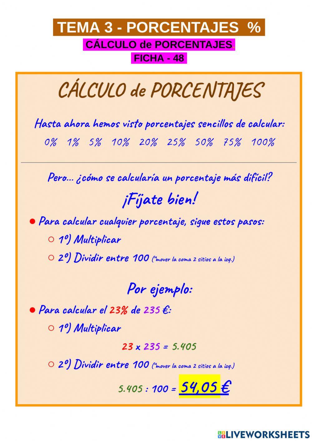 Cálculo de porcentajes