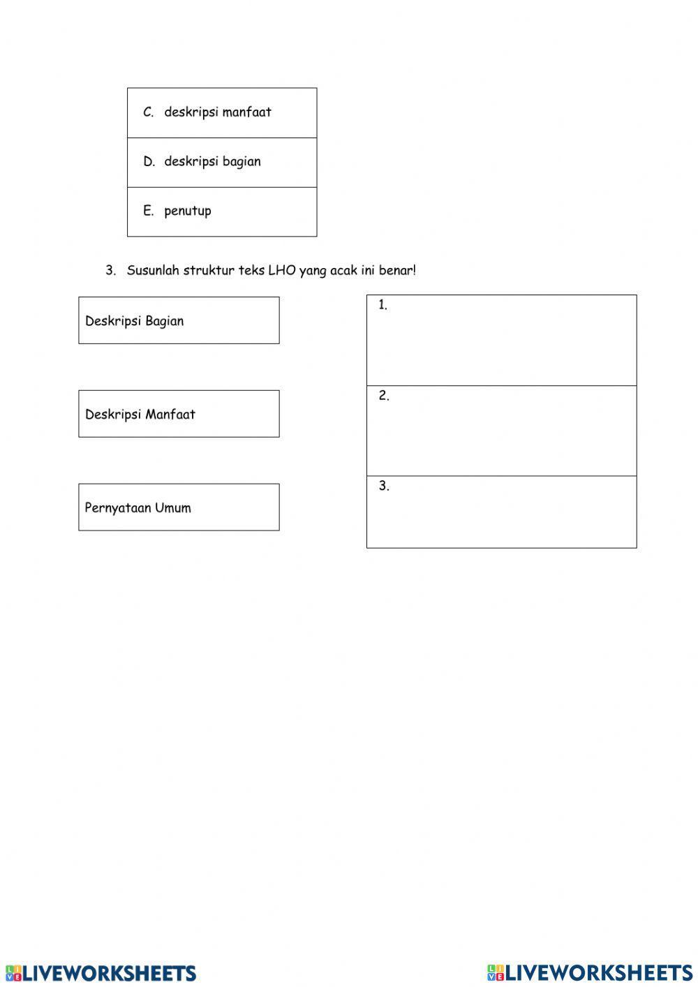 EVALUASI KD 3.1 3.1	Mengidentifikasi laporan hasil observasi yang dipresentasikan dengan lisan dan tulis.