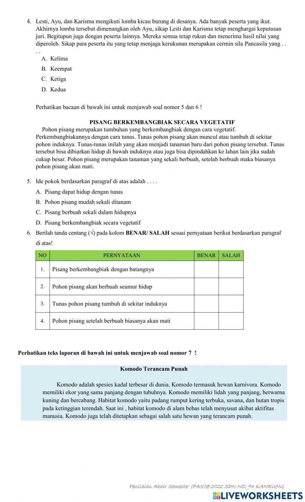 PAS tema 1 kelas 6 sdn 94