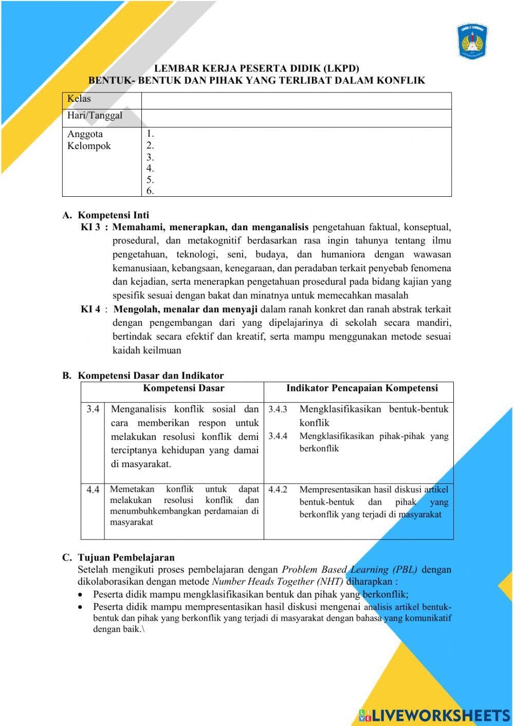 Lkpd bentuk dan pihak yang berkonflik