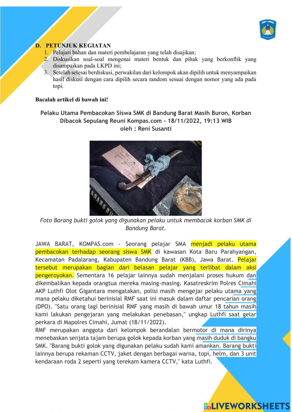 Lkpd bentuk dan pihak yang berkonflik