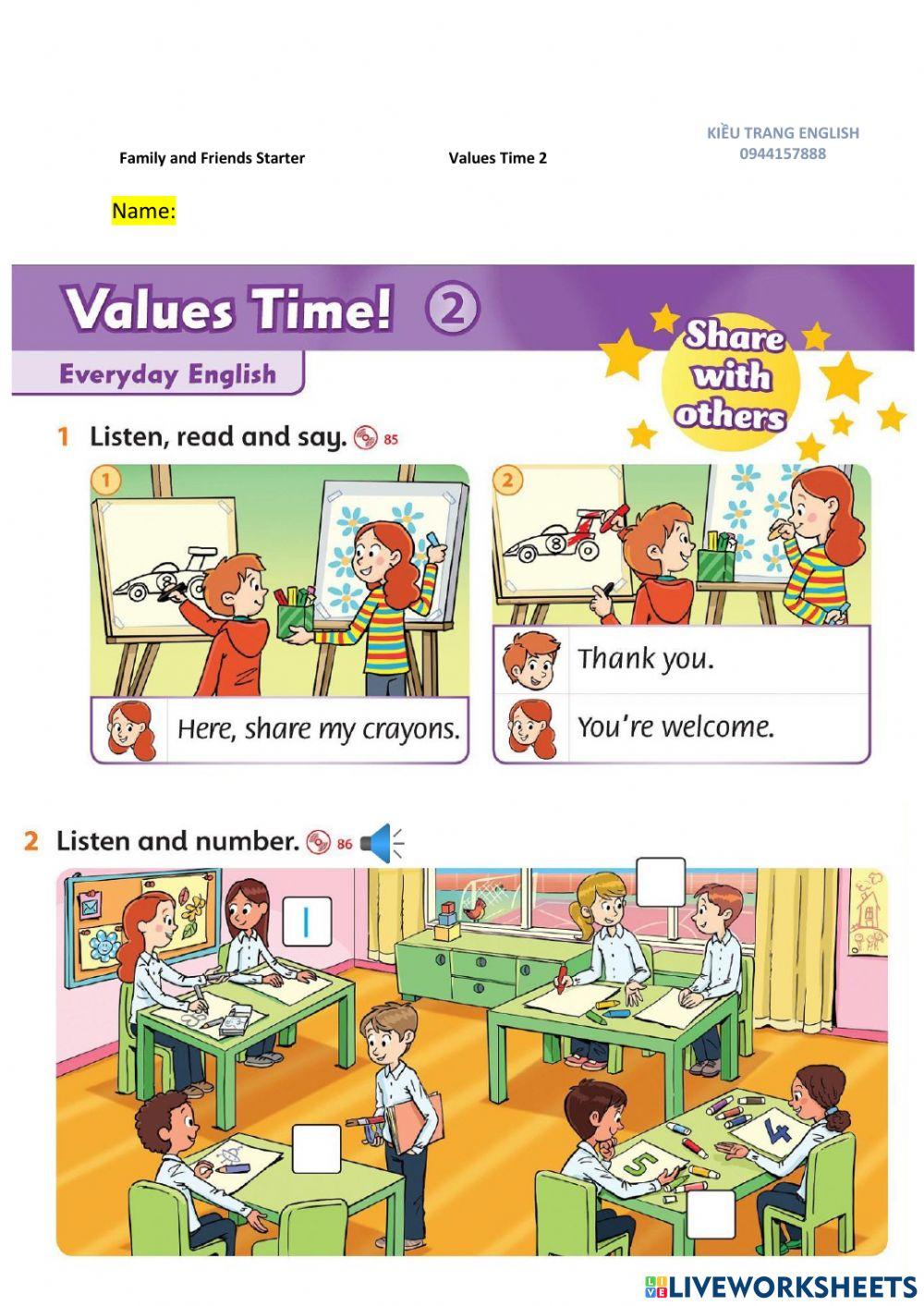 Values Time 2 Family and friends Starter