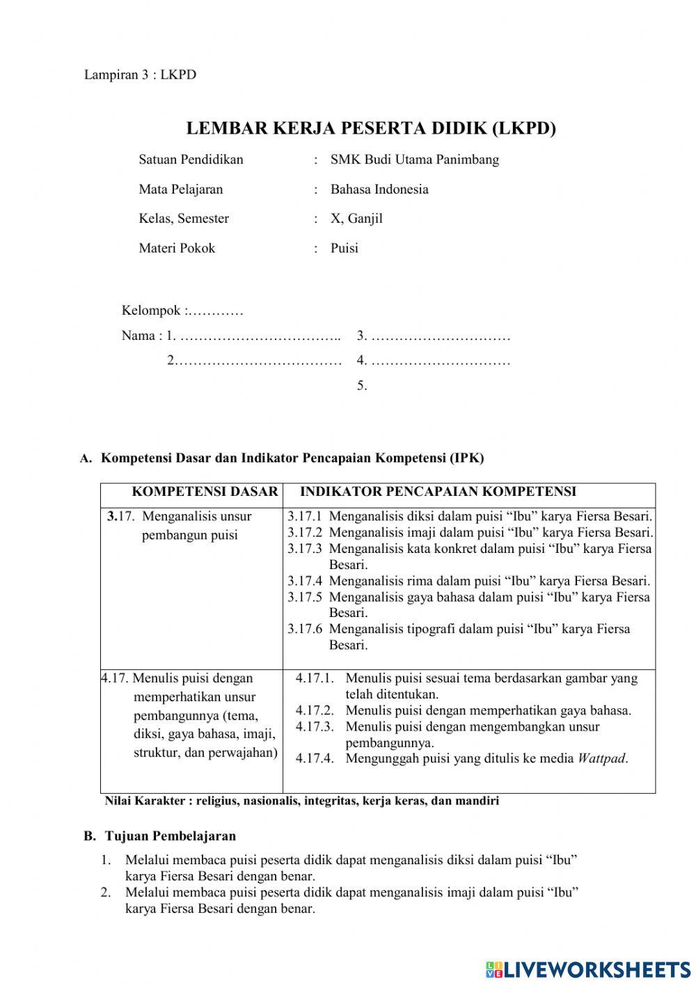 Analisis unsur pembangun puisi