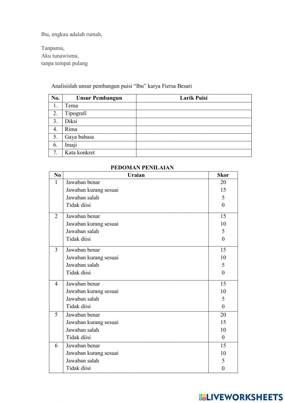 Analisis unsur pembangun puisi