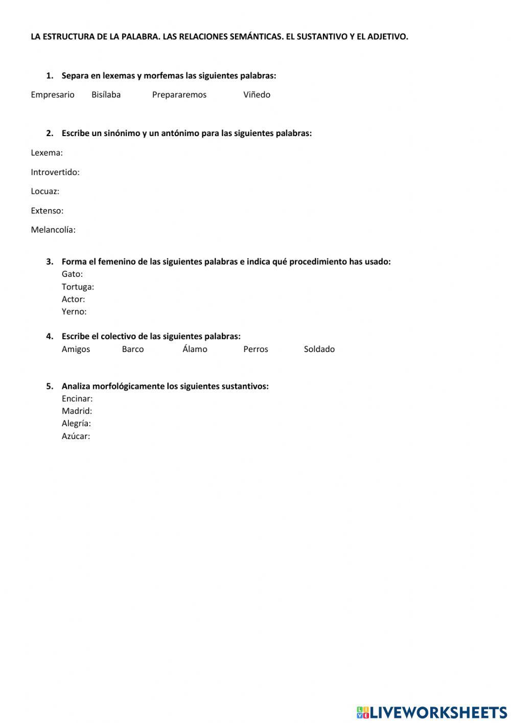 Estructura palabra.sinónimos.sustantivo.